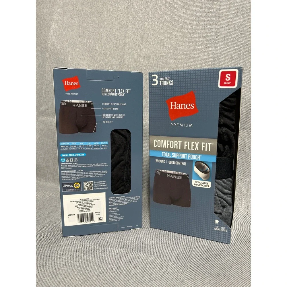 LOT of 2!! Total Hanes Mens Comfort Flex Fit Total Support Pouch Trunk Small